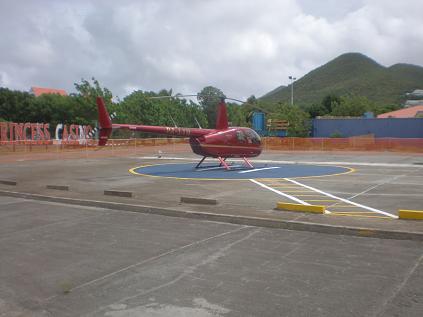 Rear Right Side View - Robinson R44 with PJ-LIH registration (red)